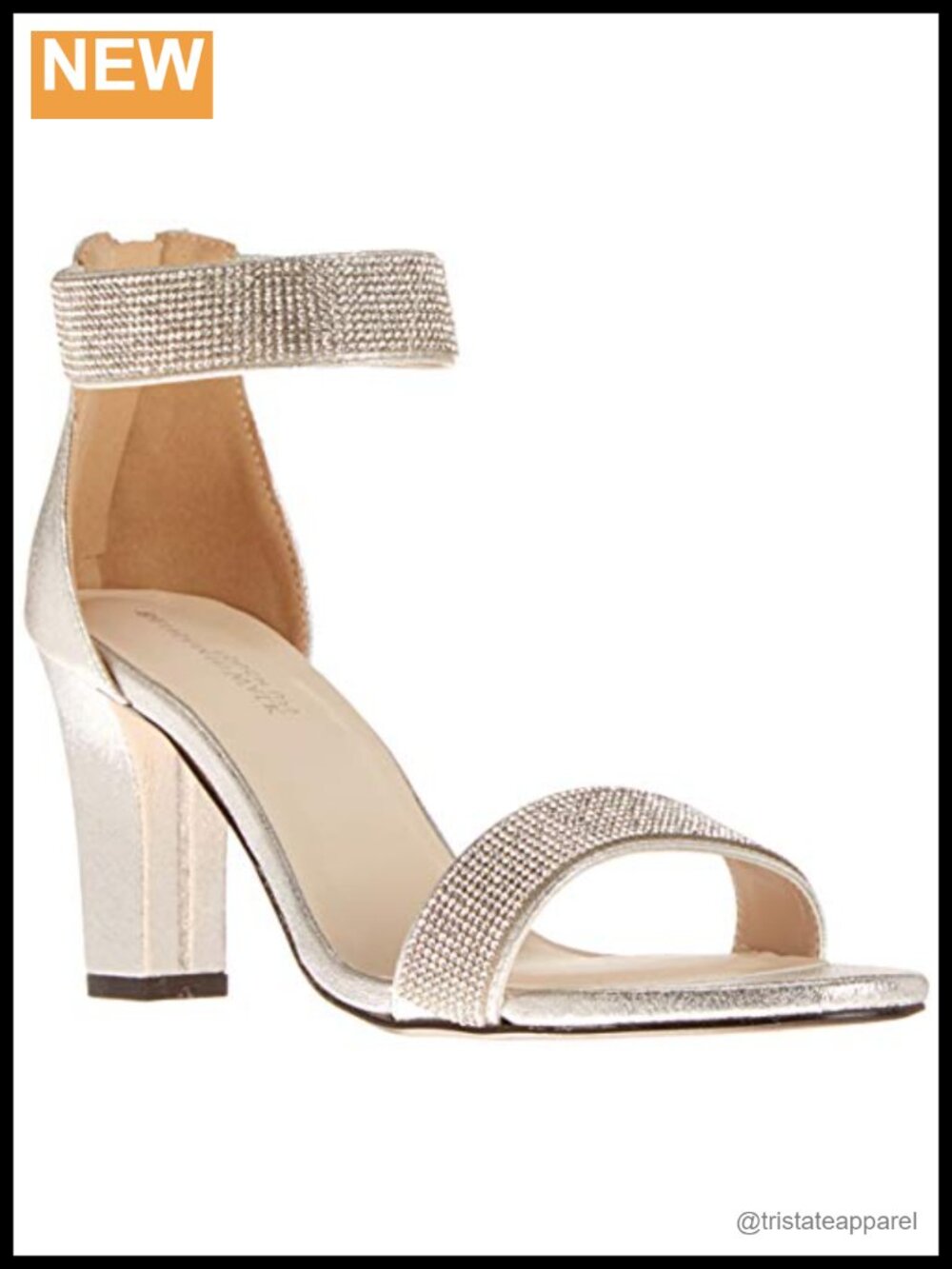 Touch Ups Ankle Strap Block Heel Sandal with Jewels